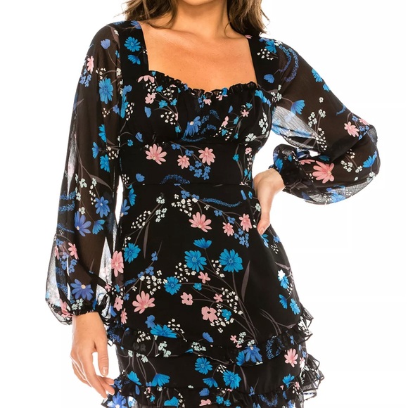 B DARLIN black floral dress - Picture 3 of 3